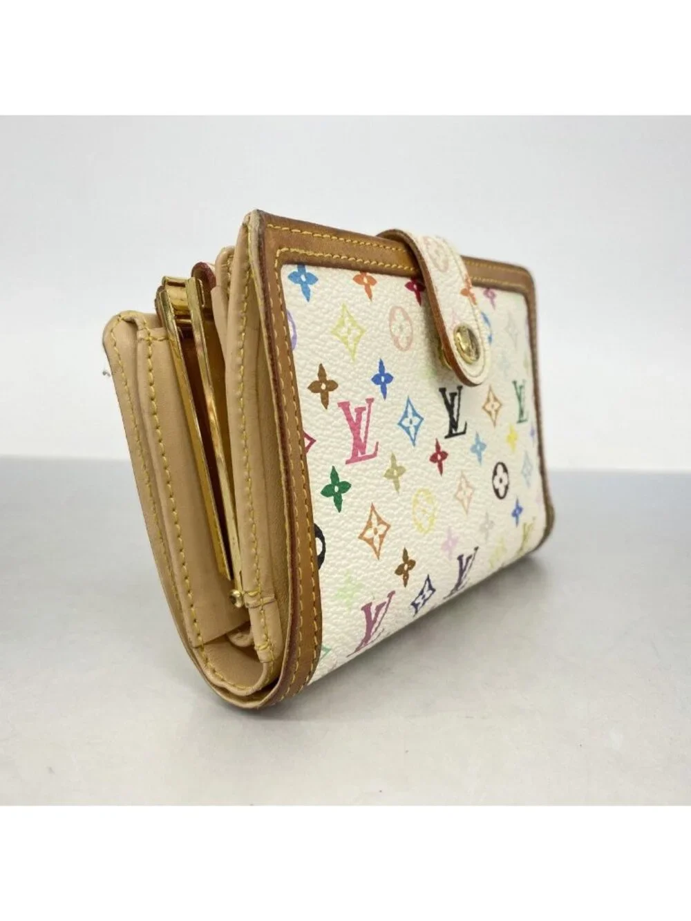 Louis Vuitton Wallet Monogram Multicolor Porte-Monnaie Vier Viennois Blanc